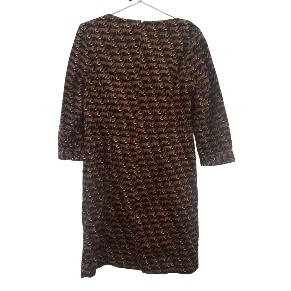 Boden Women’s Sz 8R Navy/Brown Corduroy Dress Coraline Fox Print Stretch - Picture 2 of 13